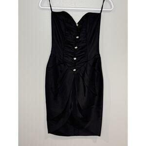 Vintage Sz 5/6 Strapless Black Cocktail Dress Sexy 90s Party Gunne Sax